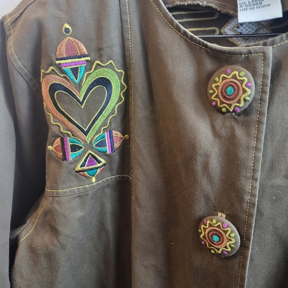 Bob‎ Mackie,Plus Size Wearable Art Shacket, Bohemian Designs  Buttons, Size Lg - Picture 10 of 11